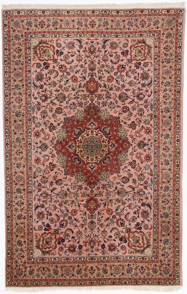 Tabriz Tappeto 200 x 310 Rosa (Iran) Annodato A Mano