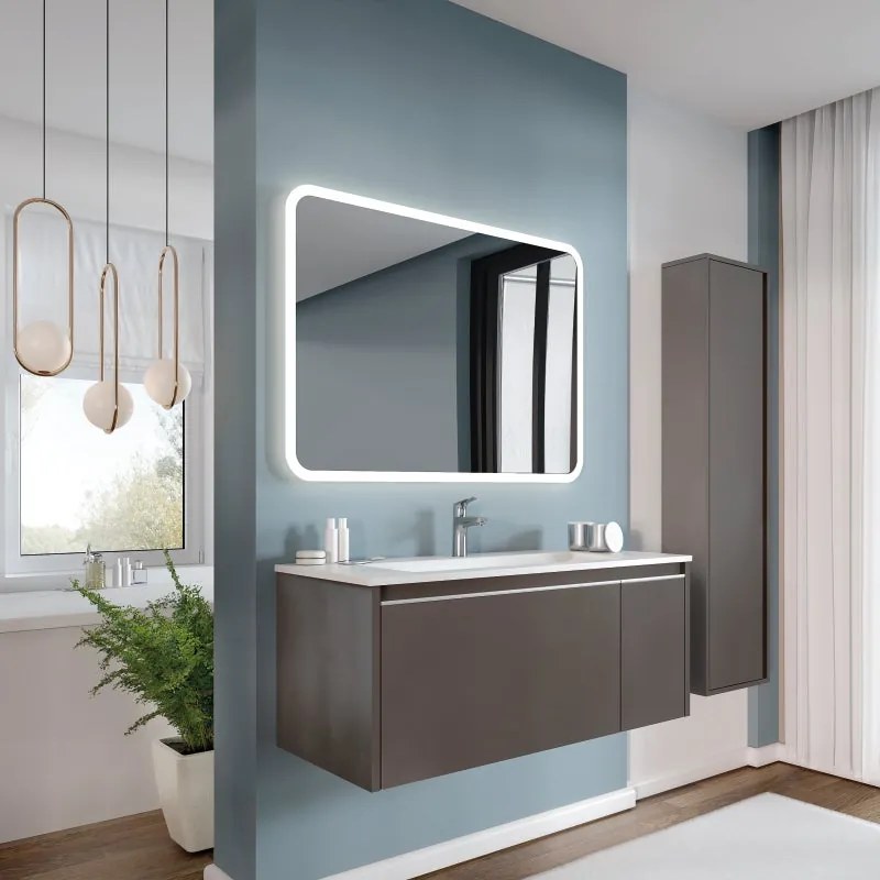 Mobile sottolavabo e lavabo Cielo per vasca centrale tortora chiaro L 100 cm