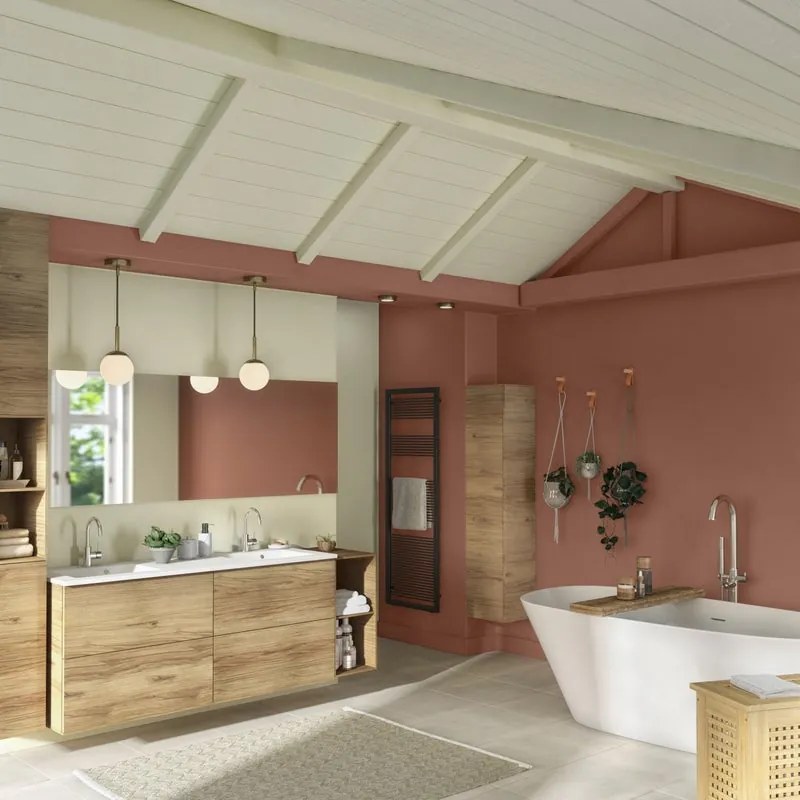 Pensile bagno Neo rovere in vetro SENSEA, 1 anta apertura da destra P 35 x L 30 x H 90 cm