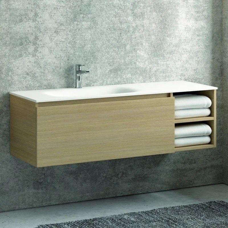 Kamalu - mobile bagno 135 cm con lavabo incasso e vano a giorno a destra sp-135ed