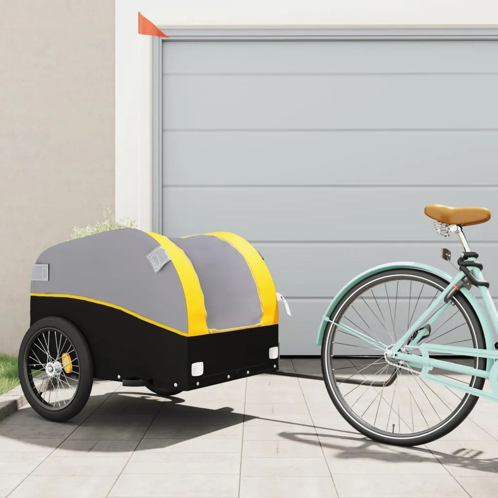 Rimorchio Da Bici Nero E Giallo 45 Kg İn Ferro /