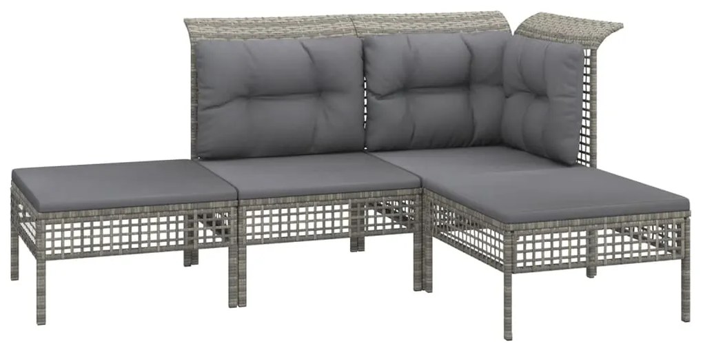 Set divani da giardino 8 pz con cuscini in polyrattan grigio