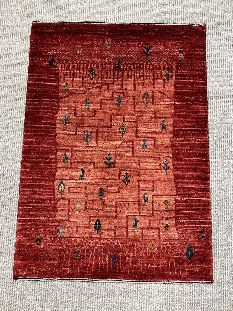 Loribaft Tappeto persiano 90x70 Rosso (Iran) Annodato A Mano
