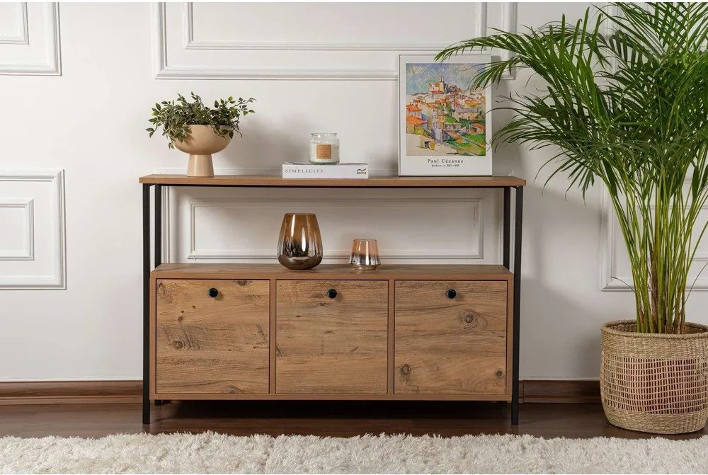 Tavolo consolle di colore naturale con effetto pino 29,5x120 cm Solace – Kalune Design