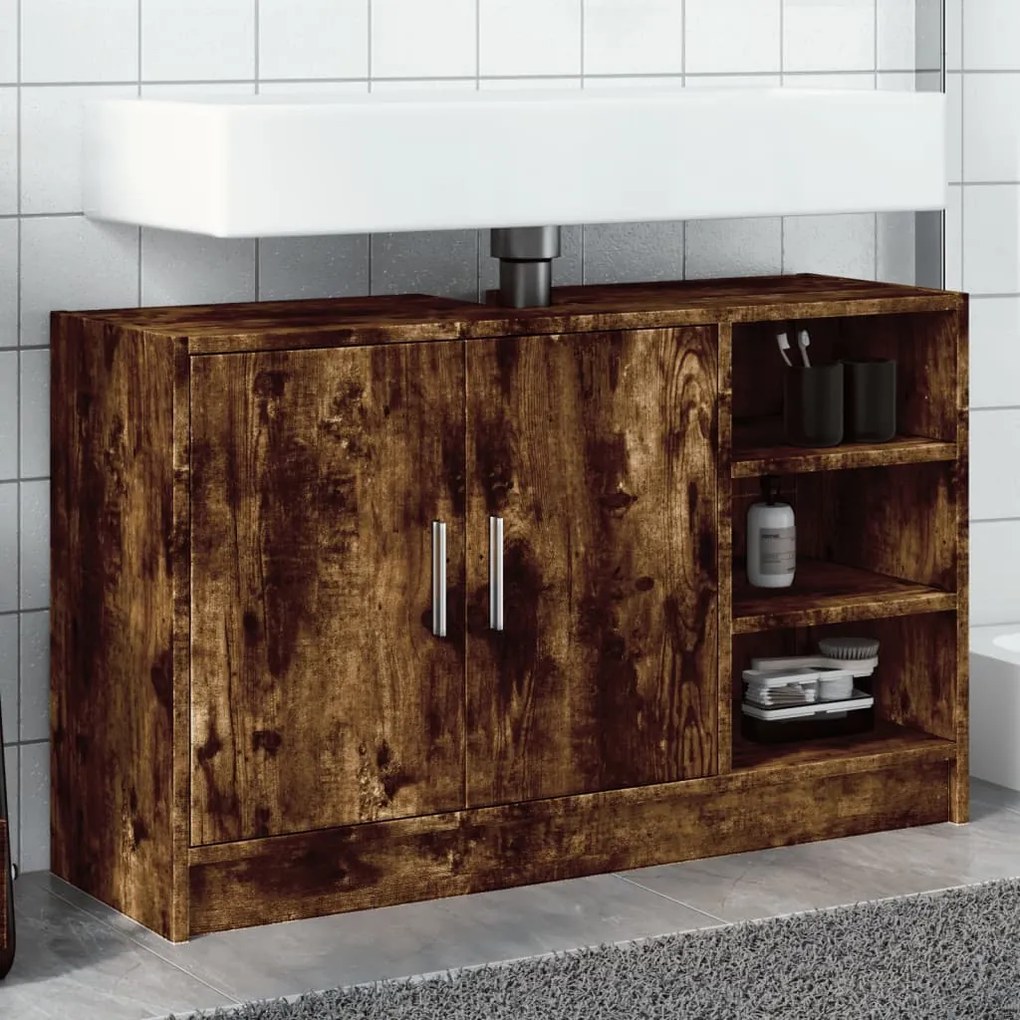 Mobile Lavabo Rovere Fumo 90x29x55 Cm İn Truciolare /