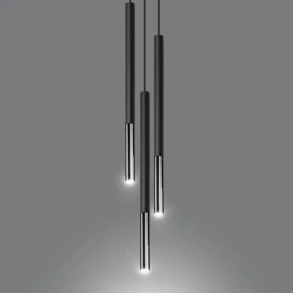 Sollux SL.0887 - Lampadario a sospensione con filo MOSAIC 3xG9/12W/230V nero/cromo
