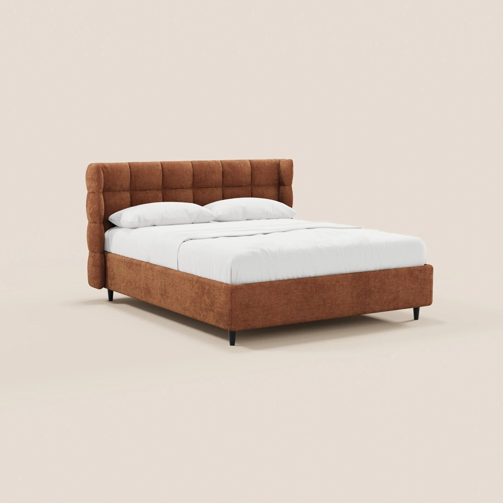 RAGNAR letto imbottito con vano contenitore e testiera capitonné avvolgente - elegante tessuto certificato Oeko-Tex®