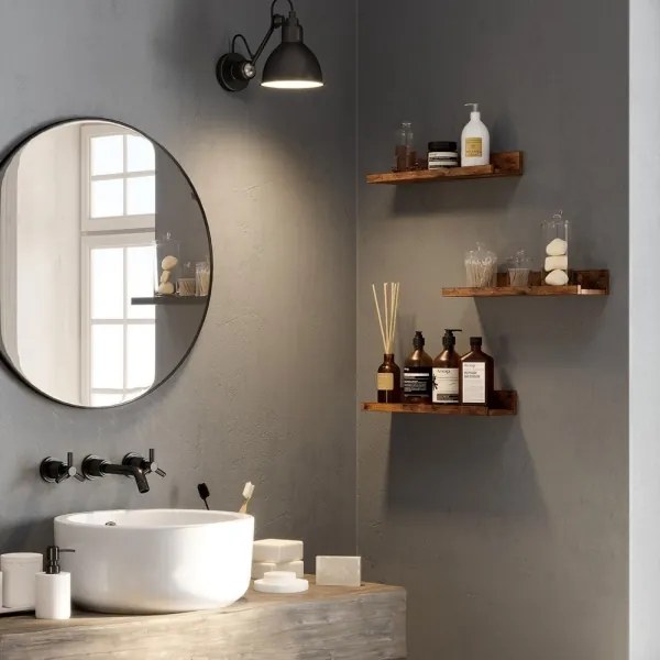 Set da 3 mensole da parete SHELFY marrone