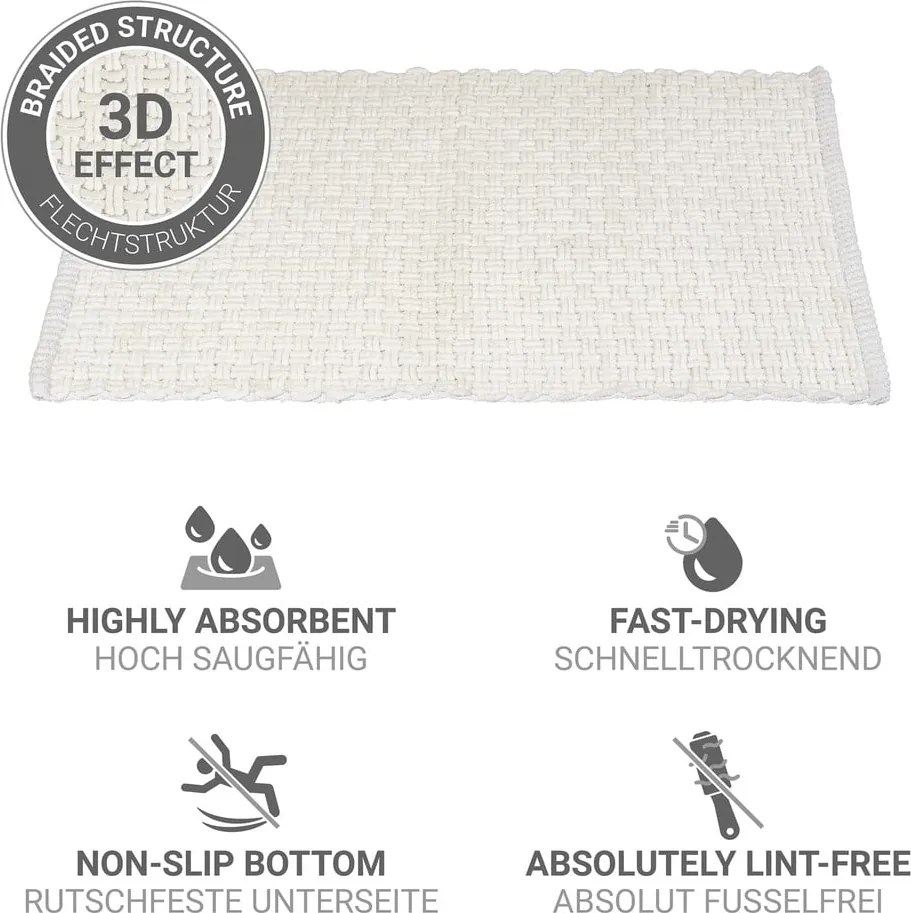 Tappetino per il bagno bianco in tessuto 50x80 cm Ecoli – Wenko