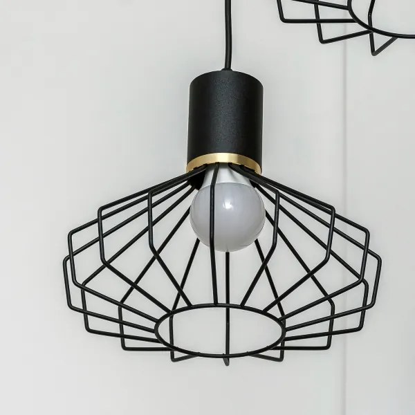 Lampadario a sospensione con cavo SOLANO 3xE27/15W/230V nero/oro