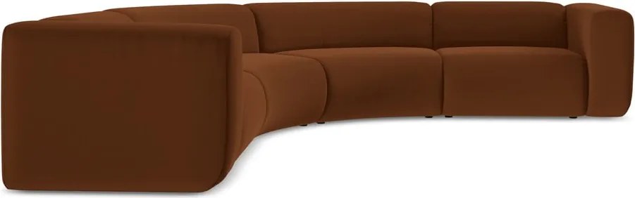 Divano angolare arancione/marrone con rivestimento in velluto Ekahi – Makamii