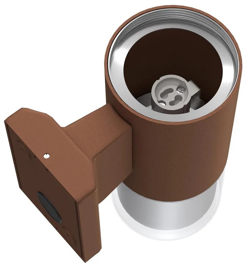 Applique Cilindrica Bidirezionale Corten IP54 con 2 basi GU10