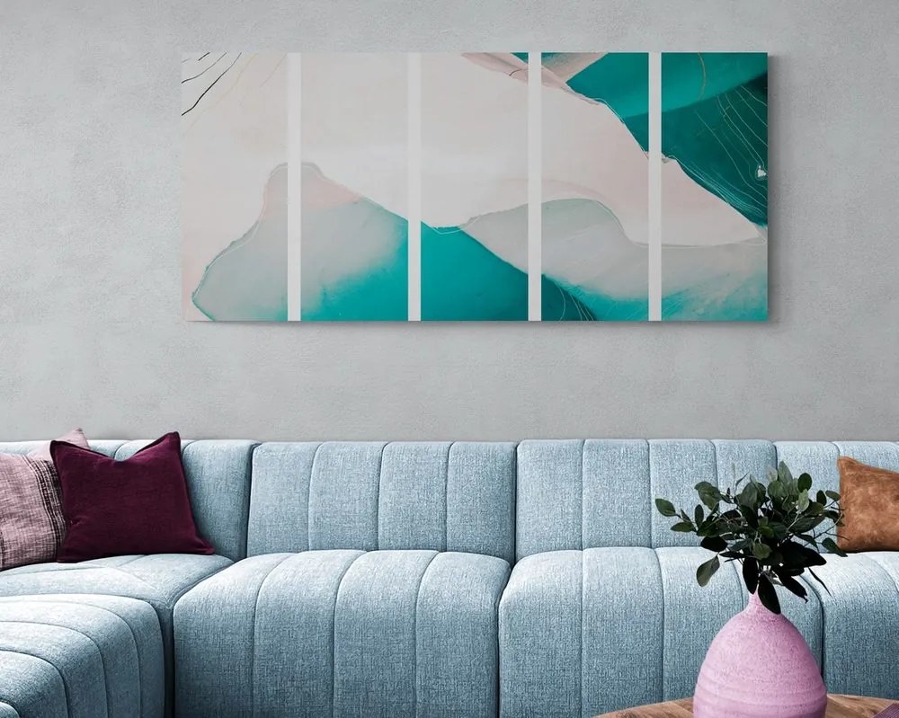 Quadri 5 pezzi – Astrazione blu moderna