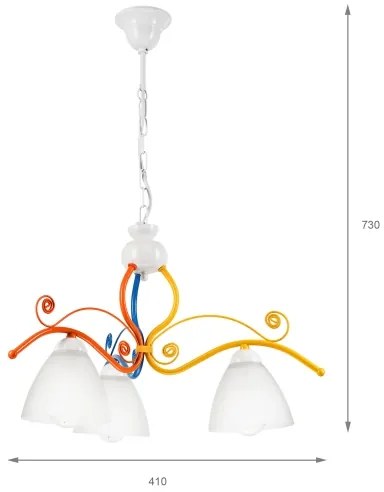 Lampadario a sospensione con catena RETRO 3xE27/60W/230V bianco/colorato