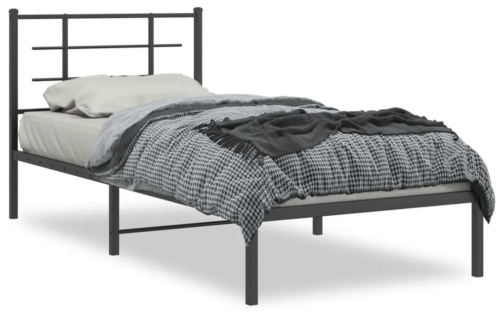 Giroletto Con Testiera İn Metallo Nero 90x190 Cm /