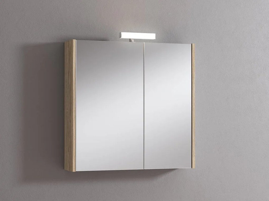 Pensile con luce Akira rovere nabucco L 71.5 x H 70 x P 15.5 cm