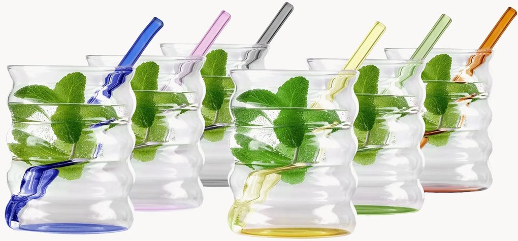 Bicchieri in vetro borosilicato con cannuccia Vibra 12 pz