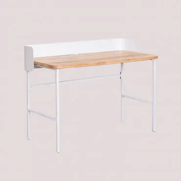 Scrivania in legno e metallo Verthia Bianco - Sklum
