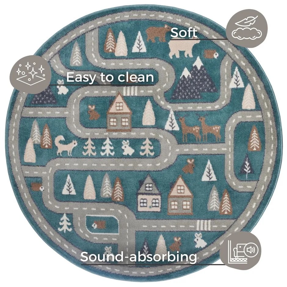 Tappeto per bambini color petrolio ø 100 cm Streets - Hanse Home