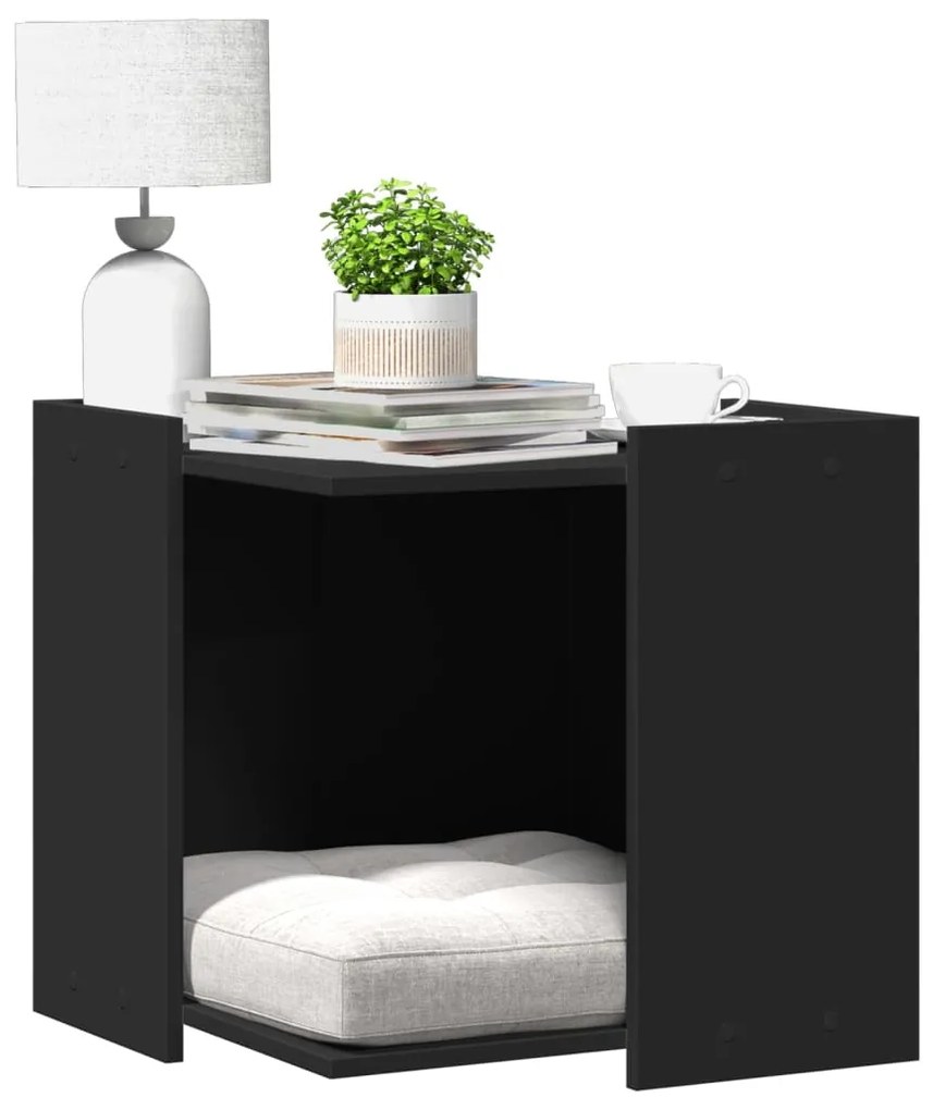 Recinto Per Lettiera Per Gatti Nero 53x53x51 Cm İn Truciolato /