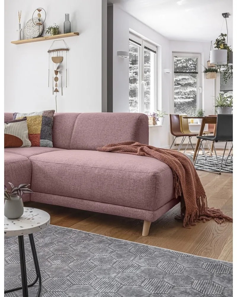 Divano angolare rosa allungabile e con contenitore (penisola a destra/a L) Classy Sophie – Miuform