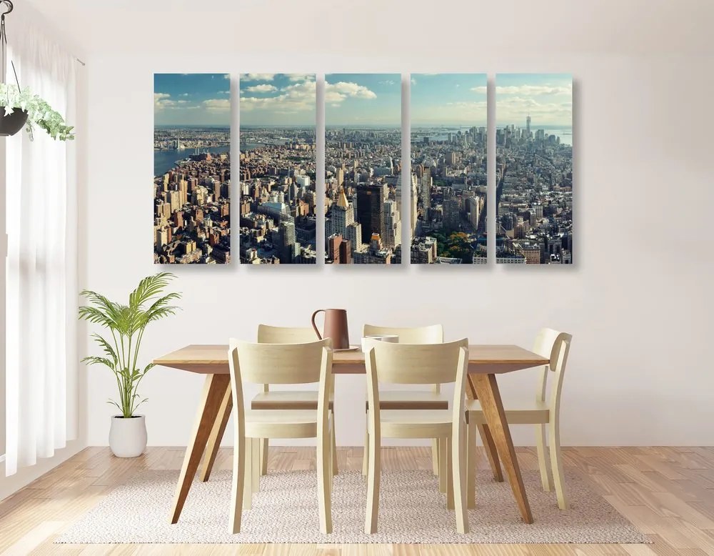 Quadri 5 pezzi – Vista sul centro affascinante di New York