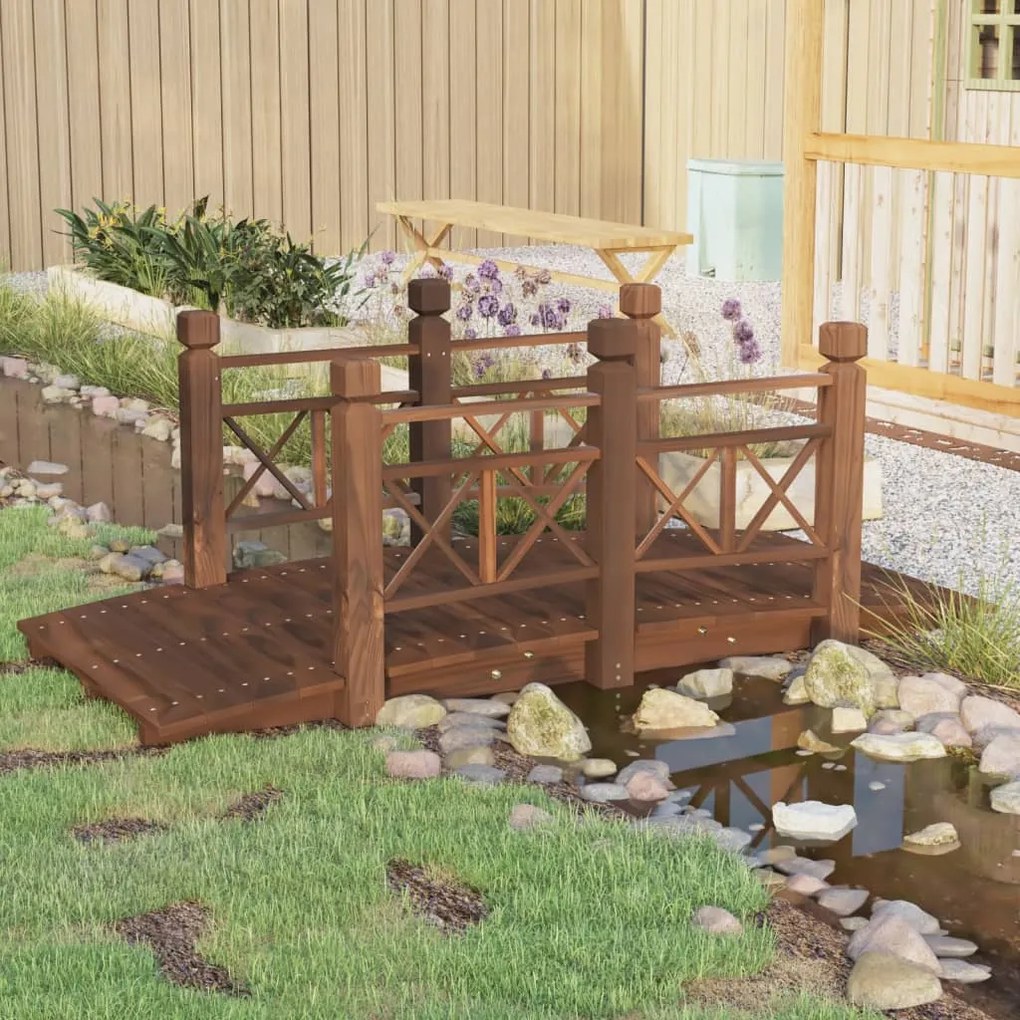 Ponte Giardino Ringhiere 150x67x56cm Legno Massello Abete Rosso /