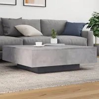 Tavolino da Soggiorno con Luci LED Grigio Cemento 100x100x31 cm 836605