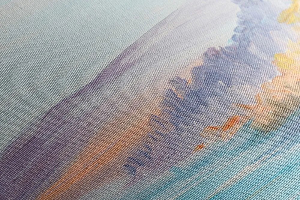 Quadro su tela – Dipinto a olio di un lago di montagna