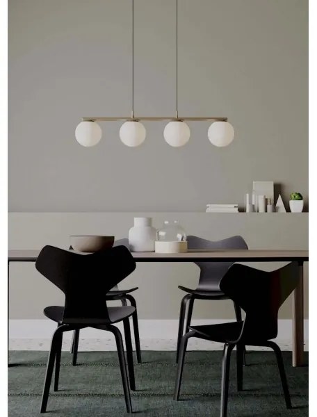 Redo 01-3155 - Lampadario a sospensione con filo BOWLING 4xE27/42W/230V oro