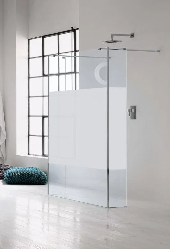 Box doccia walk-in Wens, vetro serigrafato 6 mm, H 200 cm, profilo cromo