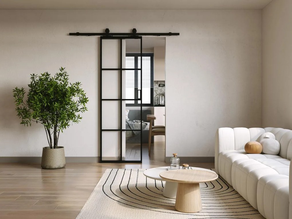 Porta scorrevole esterno muro Alluminio e Vetro temperato H205 x L73 cm - WILDEN II