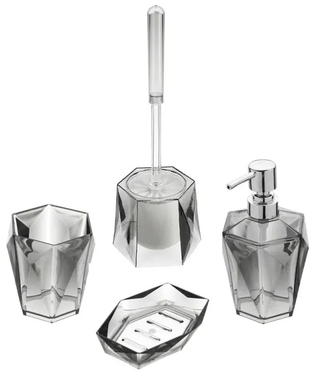 Portaspazzolino Grigio Trasparente In Plastica ABS Diamante