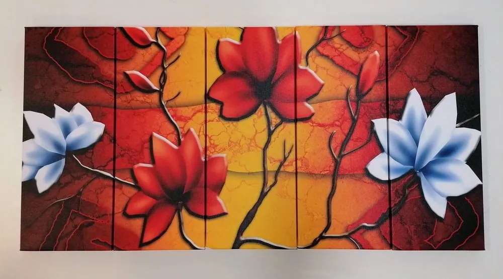 Quadri 5 pezzi – Fiori in stile etnico