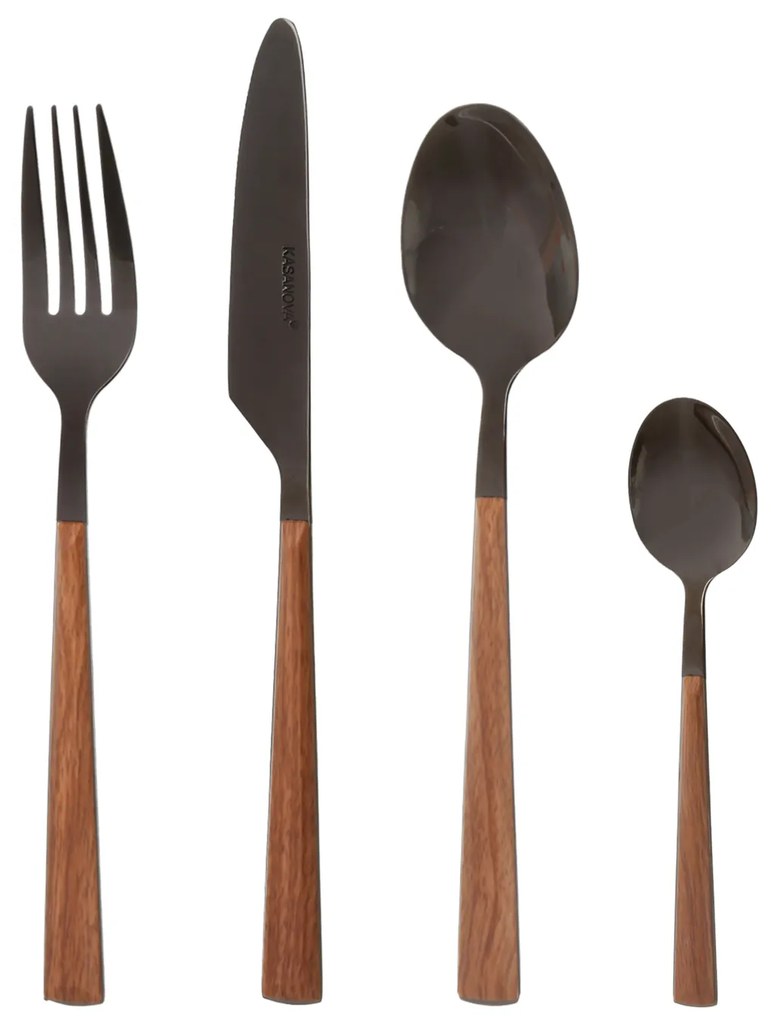Set 24 posate Caroline in acciaio inox manico marrone