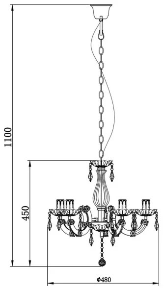 Zuma Line RLD94016-5A - Lampadario su catena MAGNOLIA 5xE14/40W/230V
