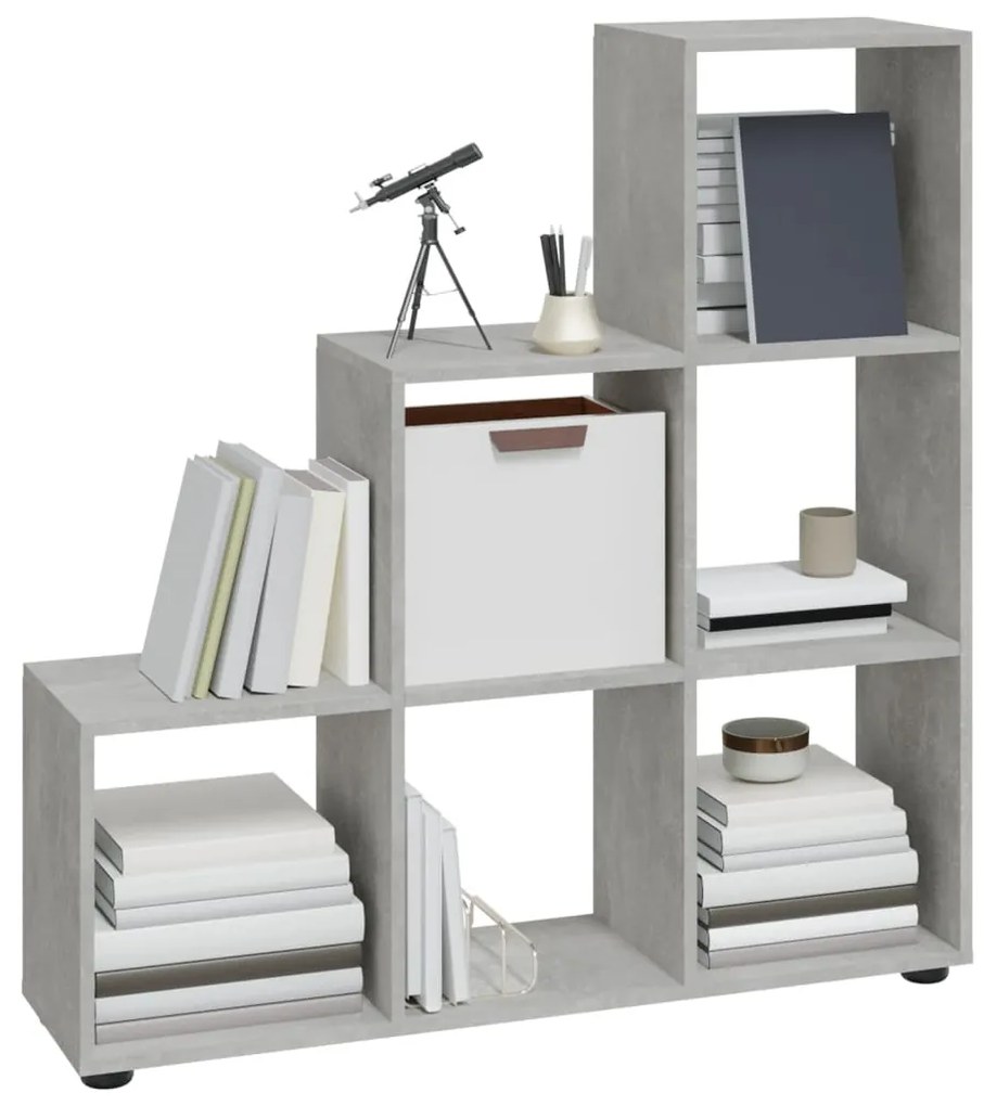 Libreria a scala grigio cemento 107 cm in legno multistrato