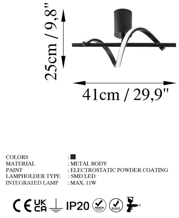 Plafoniera LED nera ø 7 cm Likma - Opviq lights