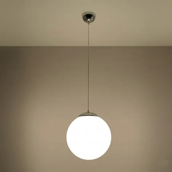 Sollux SL.0264 - Lampadario a sospensione su cavo UGO 1xE27/15W/230V Ø 30 cm bianco/cromo lucido