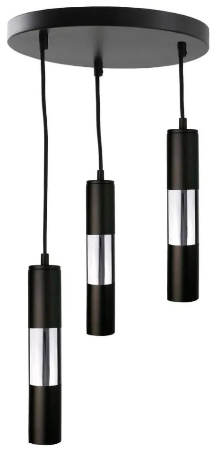 Lampadario su corda MAGNUMA 3xGU10/50W/230Vnero/cromato lucido
