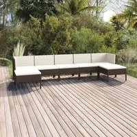 Set Divani da Giardino 7 pz con Cuscini in Polyrattan Marrone 3094539