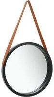 Specchio da Parete con Cinghia 50 cm Nero 320367