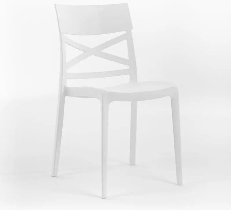 Sedia da giardino in polipropilene London Cross NEW GARDEN bianco, set da 6 pezzi