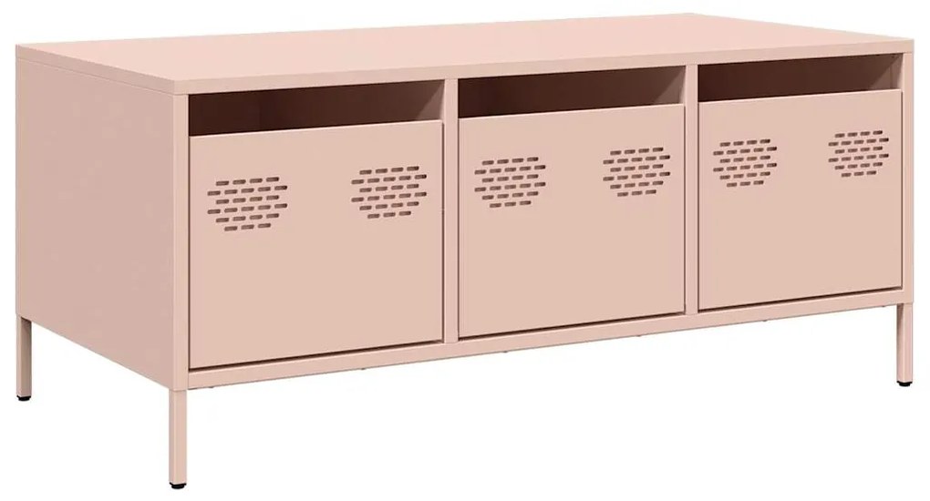 Tavolino rosa 101,5x50x43,5 cm in acciaio laminato a freddo