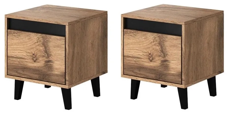 SET 2x Comodino NORD 45x40 cm marrone/antracite