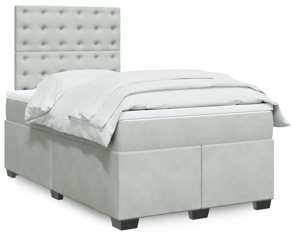Giroletto A Molle Con Materasso Grigio Chiaro 120x190cm Velluto /