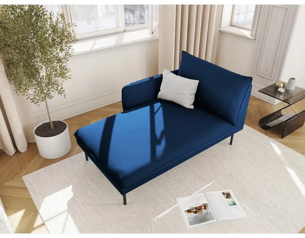 Sedia a sdraio in velluto blu (angolo sinistro) Vienna - Cosmopolitan Design