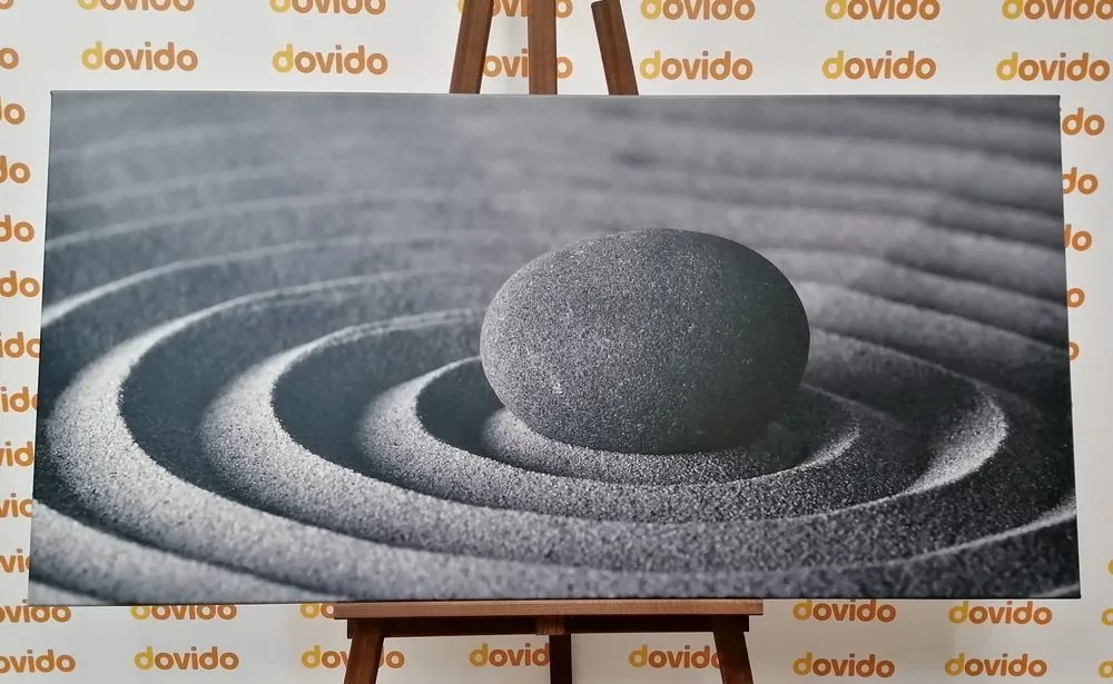 Stampa su tela – Pietra meditativa in bianco e nero