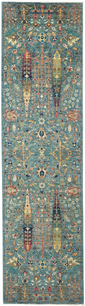 Samarkand Tappeto orientale 80x300 Verde (Pakistan) Annodato A Mano