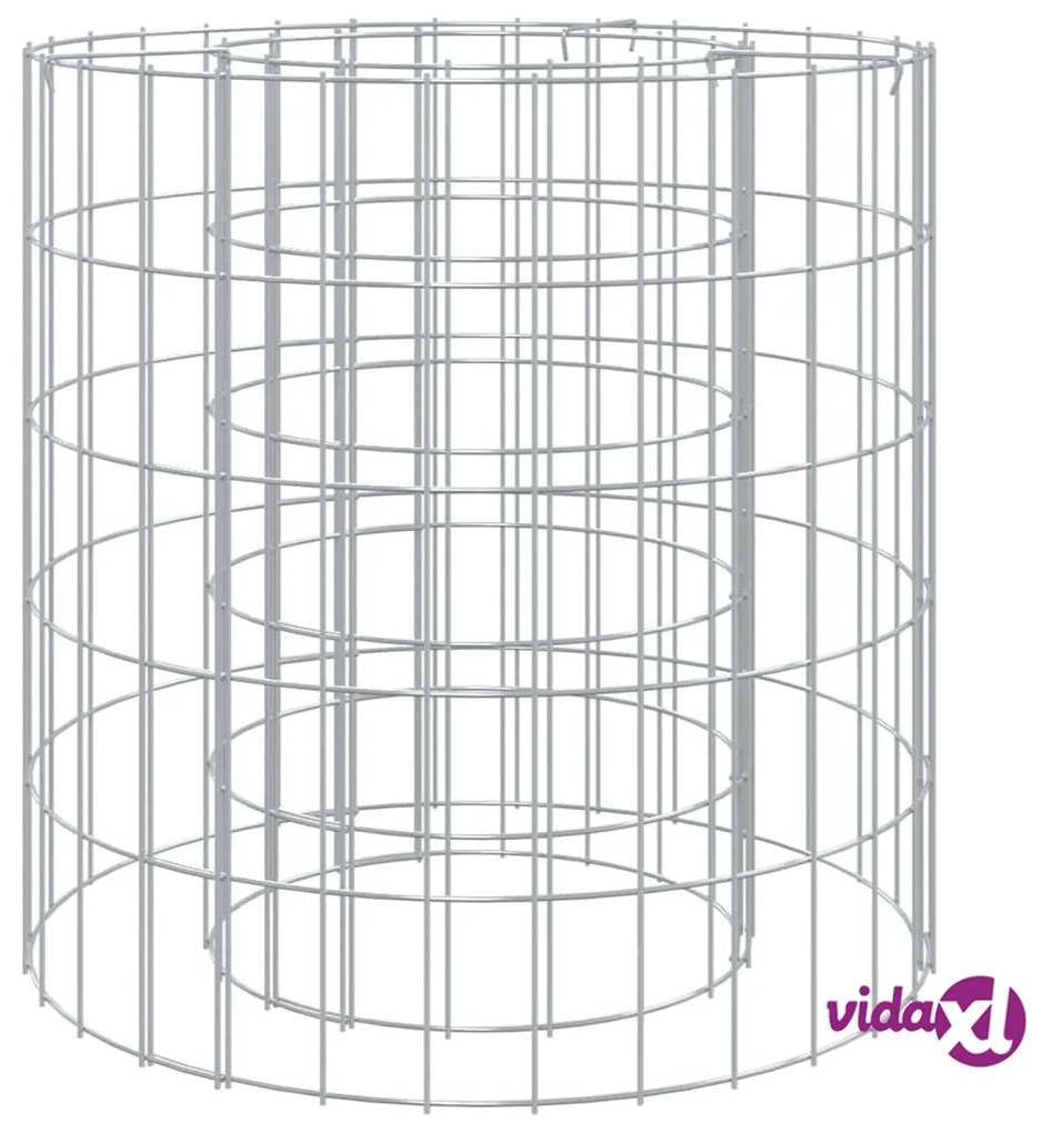 vidaXL Caminetto a Gabbione Ø 50 cm Ferro Zincato